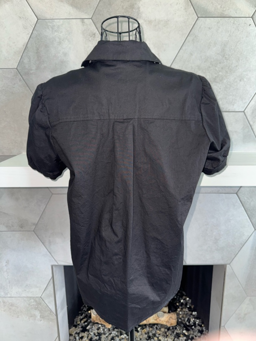 Her Universe Disney Halloween Bat Wing Collar Woven Button-Up Junior Sz M - Picture 3 of 13